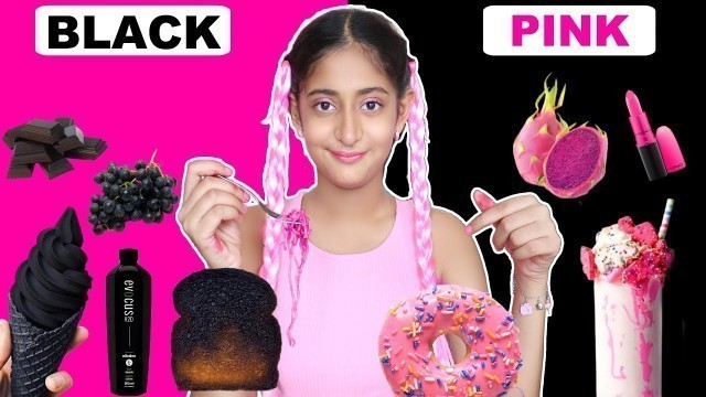 'BLACK vs PINK Challenge | Buying and Eating Everything in 1 Color in 24 Hours | MyMissAnand'