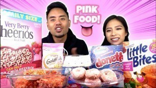 'I ONLY ATE PINK FOODS FOR 24 HOURS CHALLENGE! **PINK SPICY RAMEN NOODLES!** MUKBANG'