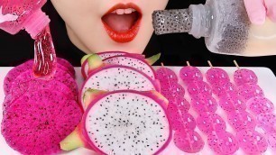 'BASIL SEED JELLY, DRAGON FRUITS ASMR HONEY JELLY ASMR PINK FOOD ASMR'