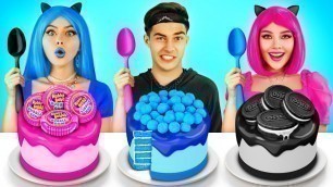 'Blue Food vs Pink Food vs Black Food Challenge | Eating Everything in One Color by RATATA CHALLENGE'