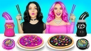 'BLACK VS PINK FOOD CHALLENGE | Crazy One Color Food Eating for 24 HRS by RATATA CHALLENGE'