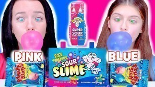 'ASMR Blue Candy VS Pink Candy Race, Lollipops, Gummy, Cotton Candy MUKBANG 먹방'