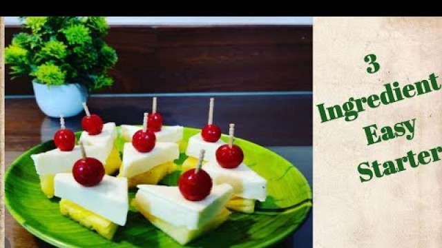 'Cheese Cherry Pineapple Sticks || Starter or Appetizer || cooking without fire recipe'