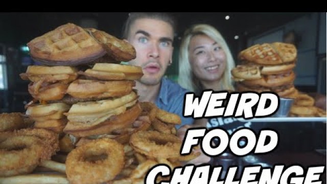 'Undefeated Waffle Burger Challenge! With Raina Huang | Crazy Food Challenge | Texas Man Vs Food'