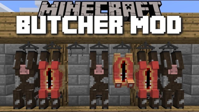 'Minecraft BUTCHER MOD / KILL COWS AND MAKE A WONDERFUL BBQ!! Minecraft'