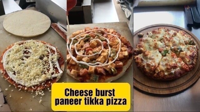 'Cheese burst paneer tikka masala pizza | village food | indian street food'