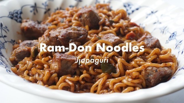 'How to Make Jjapaguri / 짜파구리 / Ram-Don Noodles with Steak from Parasite Movie'