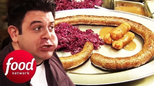 'Adam Battles To Finish This Metre Long Bratwurst Challenge | Man v Food'