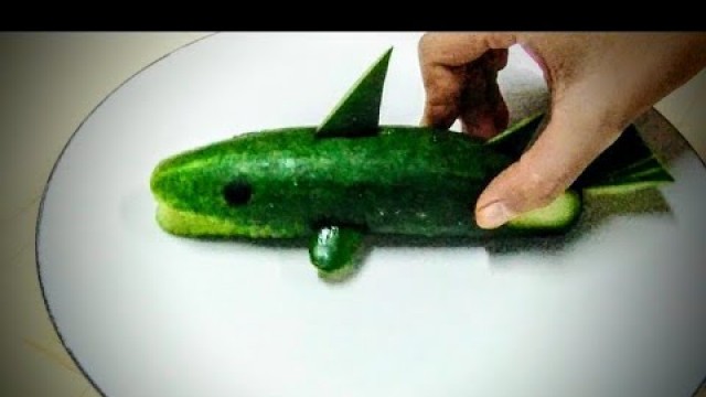 'Art In Cucumber Shark | Cucumber Carving Garnish | Creative Food Idea'