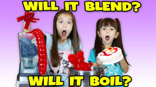 'Giant Gummy Worm Candy! Will it Blend or Will it Boil? Funny and Weird Gummy Edition Challenge'