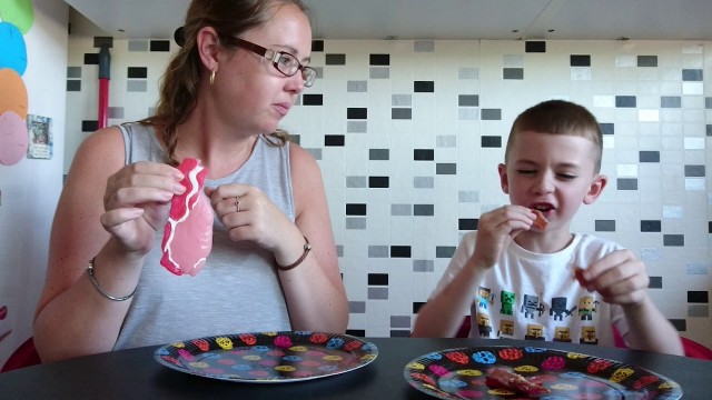 'Gummy food vs Real food BREAKFAST TIME'