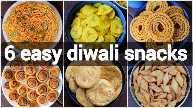 '6 easy diwali snacks recipes | quick deepavali snacks recipes | diwali savouries'