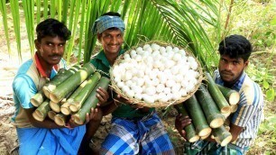 'Primitive technology - BAMBOO EGG Omelette Cooking in my Village | village food taste'