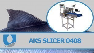 'Frozen salmon slicer: AKS Slicer 0408 | Uni-Food Technic A/S'