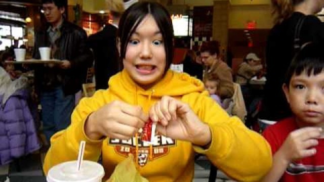 'retarded girl at food court'