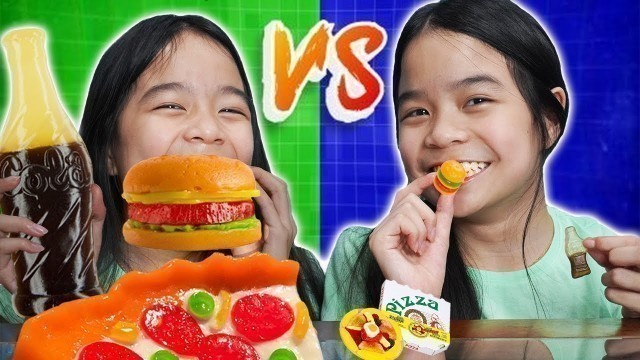 'GUMMY VS TINY GUMMY FOOD CHALLENGE!'