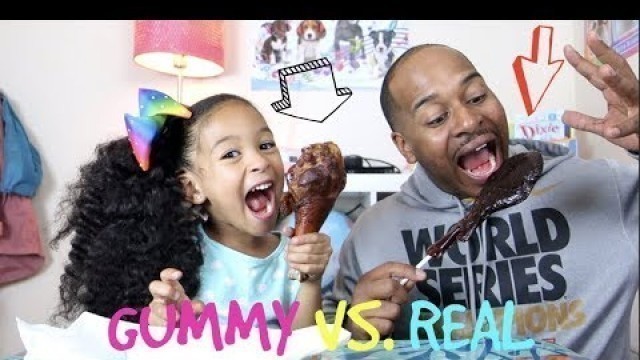 'GUMMY vs REAL FOOD Challenge!!!! *EATING GIANT GUMMY FOOD*'