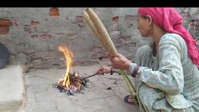 'Pop Bajra in Home/village food/cooking/daily routine/village life in India Haryanvi bhajan'