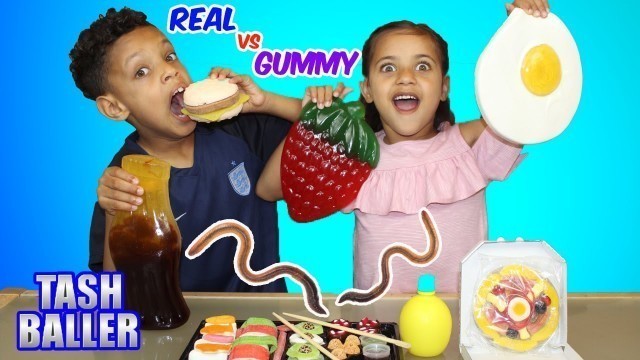 'REAL FOOD VS GUMMY FOOD!! GROSS GIANT CANDY CHALLENGE!!'