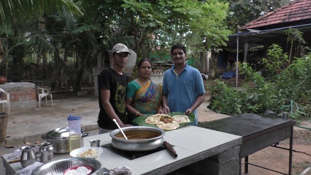 'parotta with egg curry || double paratha recipe || outdoor cooking || village food recipes'