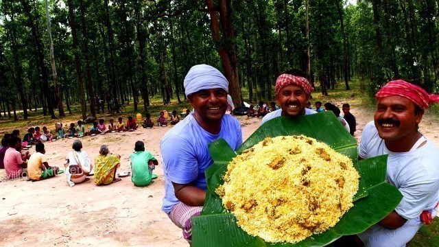 'Village Food- Cooking Country Chicken Biryani for Santali Tribe | Cooking & Eating Chicken Biryani'