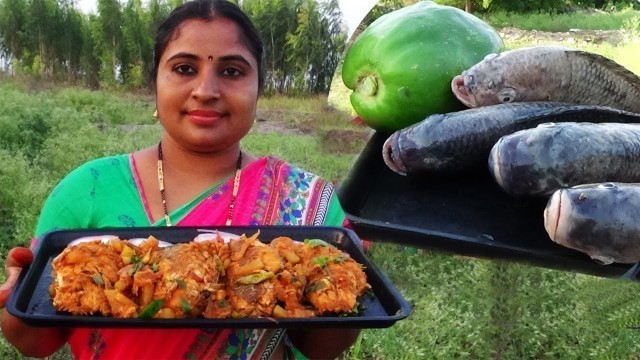 'Village Foods Cooking Papaya Catla Fish Curry Recipe- Fish Fillet | Traditional Way Of Cook Sea Food'