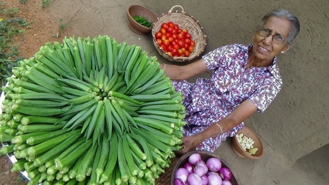 'Okra Masala Curry ❤ Healthy Village Food by Grandma | Village Life'