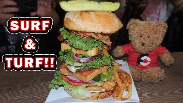 'Crabby Joe\'s Surf N Turf Burger Challenge!! (From Man vs Food)'