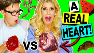 'REAL FOOD VS GUMMY FOOD CHALLENGE! (*EATING A REAL HEART!*)'