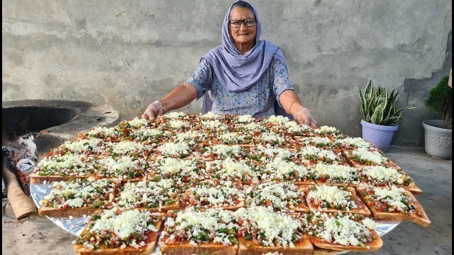 'BREAD PIZZA RECIPE BY MY GRANNY | QUICK & EASY | VEG RECIPES | VILLAGE FOOD | VILLAGE COOKING'