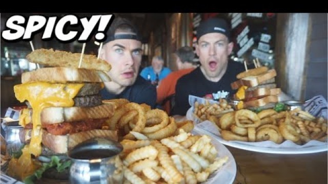 'UNDEFEATED SPICY BURGER CHALLENGE! Hot Chicken & Queso Cheese | Man Vs Food'