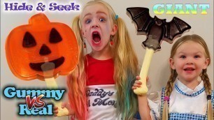 'Gummy Candy vs Real Hide & Seek Challenge!!! GIANT GUMMI FOOD!'