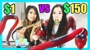 'Gummy Food Vs Real Food Challenge with WORLDS LARGEST GUMMY SNAKE! Princess Squad'