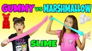 'GUMMY vs MARSHMALLOW SLIME CHALLENGE!!! - Giant Gummy Candy Edible Slime without Borax or Glue! DIY'