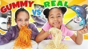 'GUMMY FOOD VS REAL FOOD CHALLENGE - Vraie Nourriture ou Bonbons ? Challenge Giant Candy sweets Food'