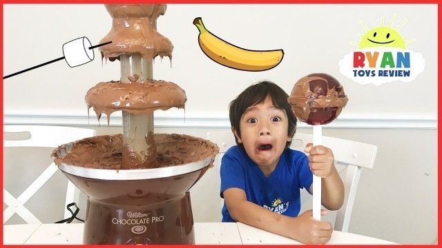 'CHOCOLATE FONDUE CHALLENGE with gummy vs real food taste test and giant chupa chups lollipops'