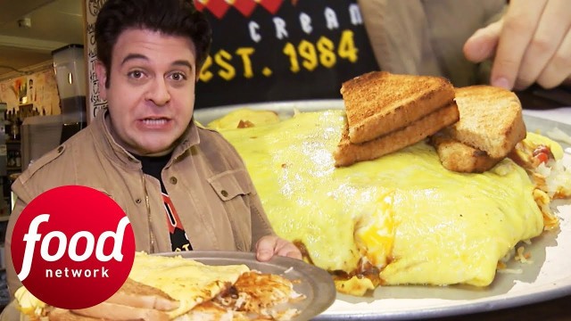 'Adam Fights To Finish Enormous 12 Egg Omelette Challenge | Man v Food'