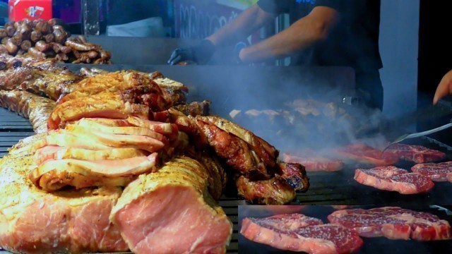 'Italy Street Food. Maxi Grills of Mixed Meat, Huge Pork Skewers and more. Italian Food Event'