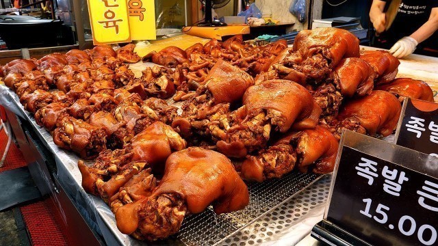 '양많고 저렴한 시장 족발, 수제편육, 미니족, 돼지꼬리 / Korean Braised Pig\'s Trotters (Jokbal) - Korean Street Food'