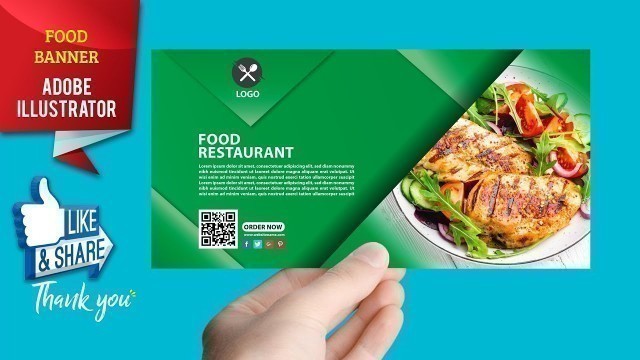 'Landscape Banner  Food Restaurant  | Adobe illustrator Tutorial'