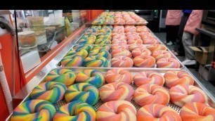 '만들면 완판! 알록달록 무지개 베이글! / Sold out if you make it! Colorful rainbow bagels! / korean street food'