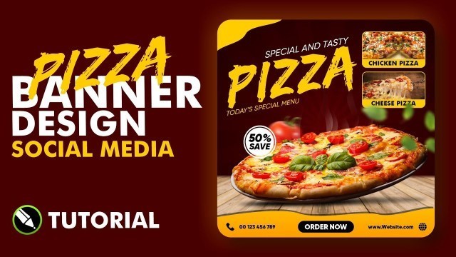 'How to make PIZZA BANNER DESIGN FOR SOCIAL MEDIA | CorelDRAW Tutorial'