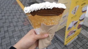 '누텔라 생크림 듬뿍, 과일 크레페 - 동성로 / Nutella fruit crepe with whipped cream - korean street food'