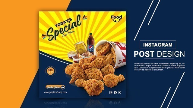 'Instagram post design | Social media banner design for restaurant food'