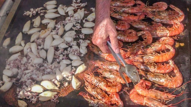 'Italy Street Food. Orgy of Fried and Grilled Seafood, Squid, Shrimps, Fish and More'