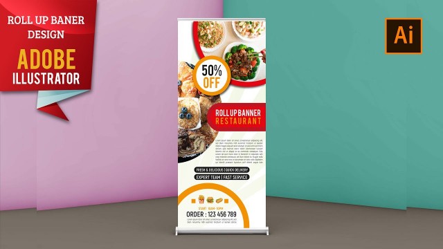 'Illustrator Tutorial | Roll up Banner Design for Restaurant'