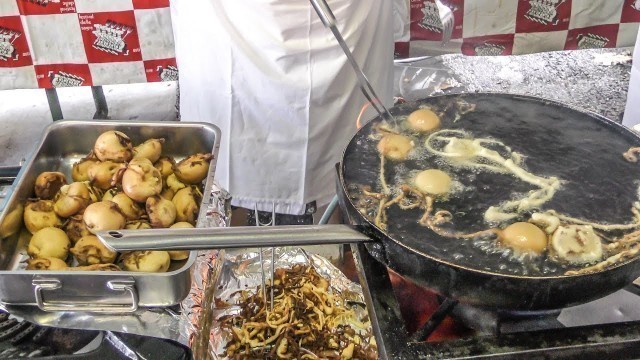 'Italy Street Food. Huge Mix of Fried Food, Sausages, Meat and Seafood'