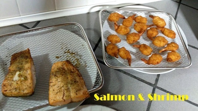 'Air Fried Salmon and Shrimp from Frozen, Power Air Fryer Oven Elite'