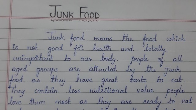 'write a paragraph on Junk food// willing question in exams'