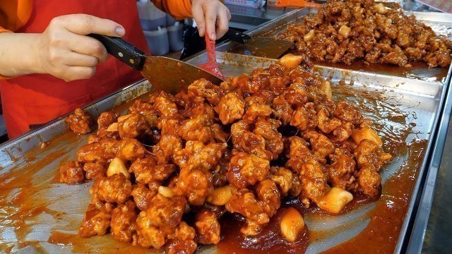 '양많은 시장 닭강정 맛집, 매일 새기름 / sweet and sour chicken, clean oil - korean street food'